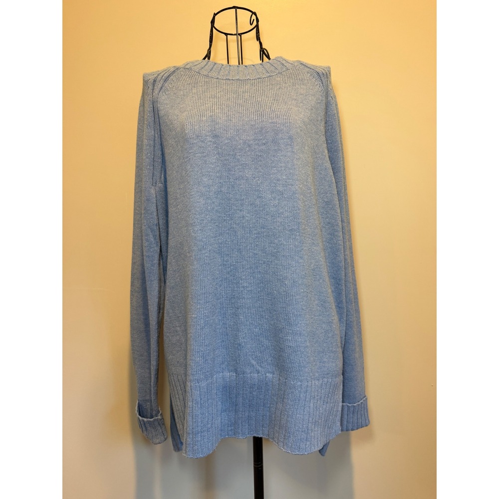 Old Navy Womens Small Tall Light Blue Crewneck Cotton Blend Knit Sweater
